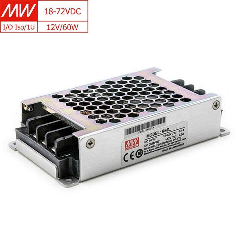 DC-DC Converter Manufacturer - MEAN WELL RSD-60L-12 60W 93% Eff. for Rail & Industrial Applications