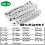 Capacitor Kit - 130pcs SMD 4.7uF-220uF Aluminum Electrolytic 13 Specs