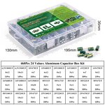 Capacitor Kit - 460PCS Green 6.3V-50V Electrolytic Capacitor 24 Kits