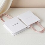 Paper Bag Manufacturer - Custom Logo Recycled White Gift Bag Ribbon Rope Kraft Shopping