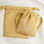 Satin Pouch Manufacturer - Custom Logo Ginger Yellow Dense Silk Satin Jewelry Cosmetic