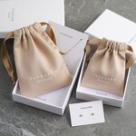 Satin Pouch Manufacturer - Custom Logo Khaki Dense Silk Satin Drawstring Jewelry Pouch