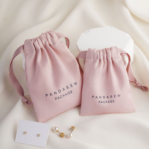 Satin Pouch Manufacturer - Custom Logo Luxury Pink Dense Silk Satin Jewelry Pouch