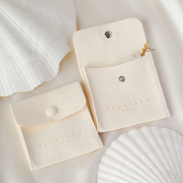 Jewelry Pouch Manufacturer - Custom Logo Microfiber Envelope Flap Snap Button Pouch