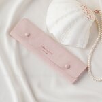 Jewelry Case Manufacturer - Custom Logo Pink Suede Microfiber Necklace Gift Case