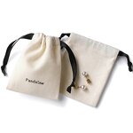 Cotton Bag Manufacturer - Custom Logo 10x8cm Beige Cotton Canvas Drawstring Pouch