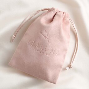 Jewelry Pouch Manufacturer - Custom Logo Deboss Pink Suede Jewelry Drawstring Bag