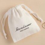 Cotton Bag Manufacturer - Custom Logo White Herringbone Cotton Jewelry Packaging