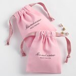 Cotton Bag Manufacturer - Custom Logo Pink Twill Cotton Necklace Ring Earring Pouch