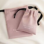 Satin Pouch Manufacturer - Custom Logo Dark Pink Dense Silk Satin Jewelry Drawstring