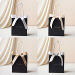 Paper Bag Manufacturer - Custom Logo Black Gift Bag Ribbon Rope Kraft Handle Shopping