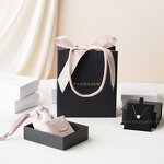 Paper Bag Manufacturer - Custom Logo Black Gift Bag Ribbon Rope Kraft Handle Shopping