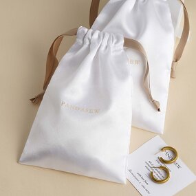 Satin Pouch Manufacturer - Custom Logo White Satin Wedding Favor Gift Pouch