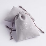 Velvet Pouch Manufacturer - Custom Logo Hot Stamping Gray Velvet Jewelry Pouch