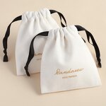 Cotton Bag Manufacturer - Custom Logo White Twill Cotton Small Gift Jewelry Pouch