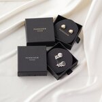 Jewelry Box Manufacturer - Custom Logo Black Cardboard Box with Jewelry Display Card