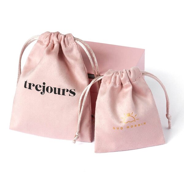 Jewelry Pouch Manufacturer - Custom Logo 8*10cm Pink Flannle Drawstring Pouch