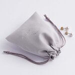 Velvet Pouch Manufacturer - Custom Logo Hot Stamping Gray Velvet Jewelry Pouch