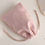 Jewelry Pouch Manufacturer - Custom Logo Deboss Pink Suede Jewelry Drawstring Bag