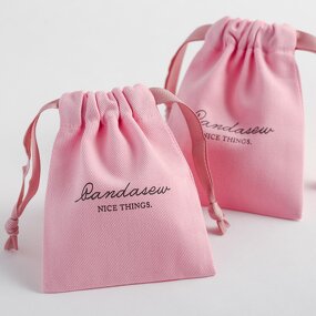 Cotton Bag Manufacturer - Custom Logo Pink Twill Cotton Necklace Ring Earring Pouch