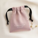 Satin Pouch Manufacturer - Custom Logo Dark Pink Dense Silk Satin Jewelry Drawstring
