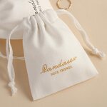 Cotton Bag Manufacturer - Custom Logo White Herringbone Cotton Jewelry Packaging