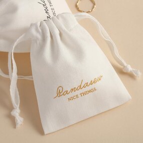 Cotton Bag Manufacturer - Custom Logo White Herringbone Cotton Jewelry Packaging