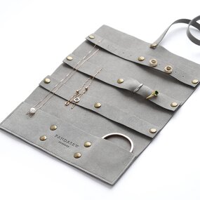 Jewelry Organizer - Custom Logo 1.4mm Microfiber Premium Travel Carrying Roll Bag