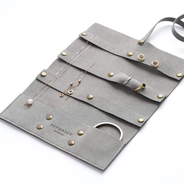 Jewelry Organizer - Custom Logo 1.4mm Microfiber Premium Travel Carrying Roll Bag