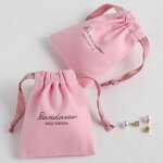 Cotton Bag Manufacturer - Custom Logo Pink Twill Cotton Necklace Ring Earring Pouch