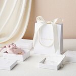 Paper Bag Manufacturer - Custom Logo White Gift Bag Ribbon Rope Kraft Handle Shopping