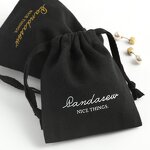 Cotton Bag Manufacturer - Custom Logo Black Herringbone Cotton Jewelry Drawstring