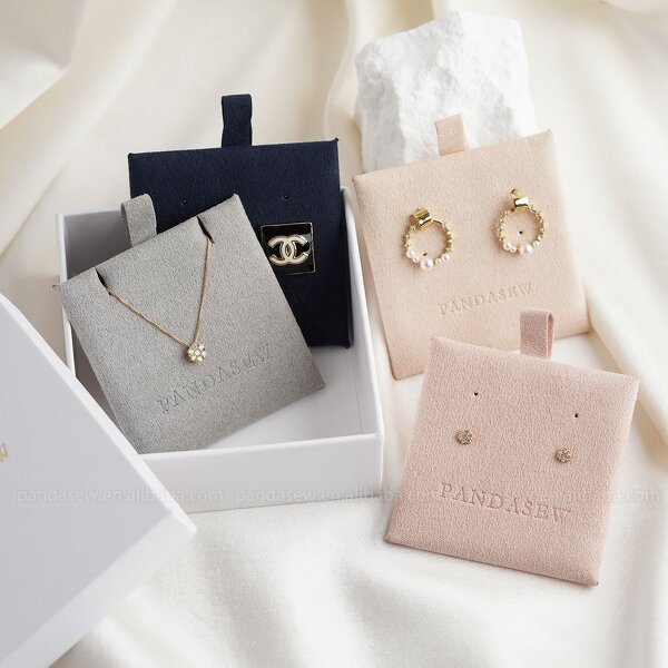 Jewelry Pouch Manufacturer - Custom Logo Polyester Suede Earring Holder Fabric Tags