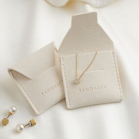 Jewelry Pouch Manufacturer - Custom Logo 1.4mm Microfiber Envelope Flap Jewelry Pouch