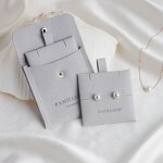 Jewelry Pouch Manufacturer - Custom Logo Gray Microfiber Snap Button with Insert Pad