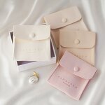Jewelry Pouch Manufacturer - Custom Logo Mini Microfiber Envelope Snap Button Pouch