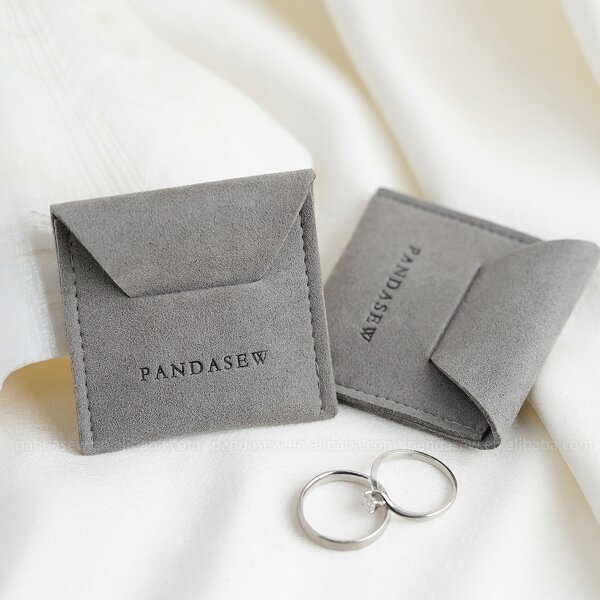 Jewelry Pouch Manufacturer - Custom Logo 1.4mm Thick Microfiber Rings Necklace Pouch