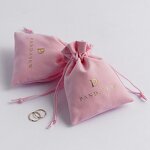 Velvet Pouch Manufacturer - Custom Logo Luxury Pink Velvet Suede Jewelry Pouch