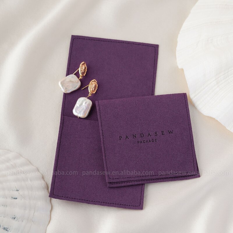 Jewelry Pouch Manufacturer - Custom Logo Microfiber Envelope Flap Necklace Jewelry Pouch