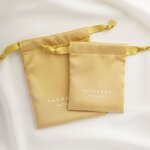 Satin Pouch Manufacturer - Custom Logo Ginger Yellow Dense Silk Satin Jewelry Cosmetic