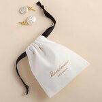 Cotton Bag Manufacturer - Custom Logo White Twill Cotton Small Gift Jewelry Pouch