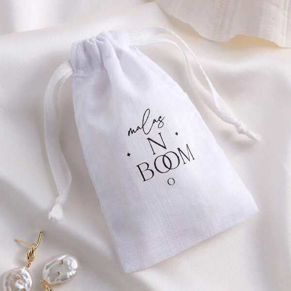 Cotton Bag Manufacturer - Custom Logo 13x8cm 100% Organic Muslin Cotton Pouch