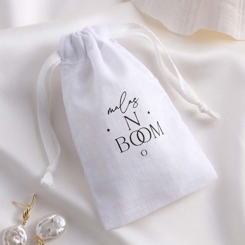 Cotton Bag Manufacturer - Custom Logo 13x8cm 100% Organic Muslin Cotton Pouch