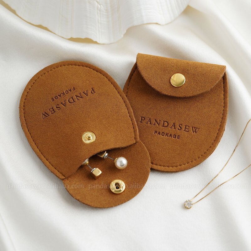 Jewelry Pouch Manufacturer - Custom Logo 1.4mm Microfiber Mini Snap Button Jewelry Pouch