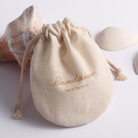 Cotton Bag Manufacturer - Custom Logo Muslin Round Bottom Cotton Drawstring Bag