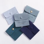 Jewelry Pouch Manufacturer - Custom Logo Microfiber Snap Button Flap Earring Pouch