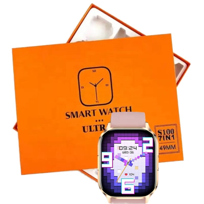 Smart Watch Manufacturer - 2023 7-in-1 Square TFT Steel Band Wireless Charger Heart Rate Answer Call Sleep S100 Ultra