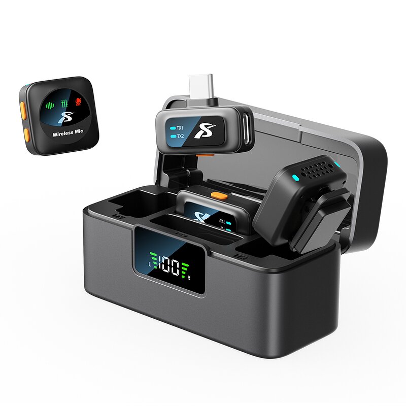 Lavalier Mic - SX36 2 drag 2 Type C Lightning LED Noise Reduction Vlog