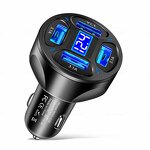 Car Charger Manufacturer - 4 Ports USB PD Quick Charge 12-24v Digital Display QC3.0
