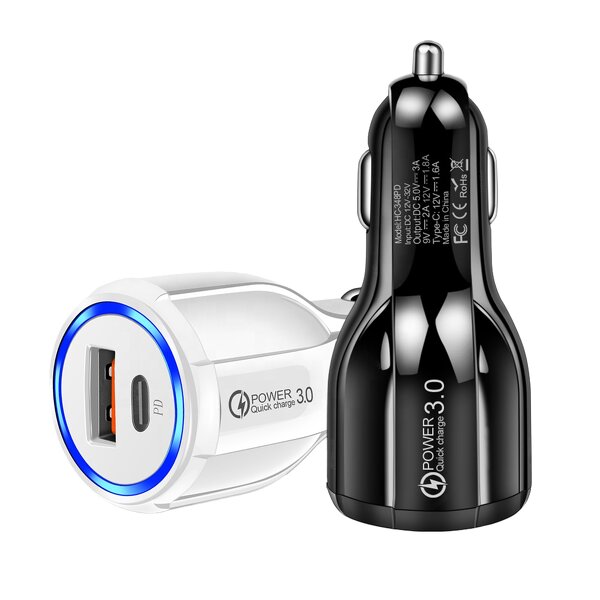 Car Charger Manufacturer - Dual Port 20W Type C PD QC 3.0 18W iPhone Laptop
